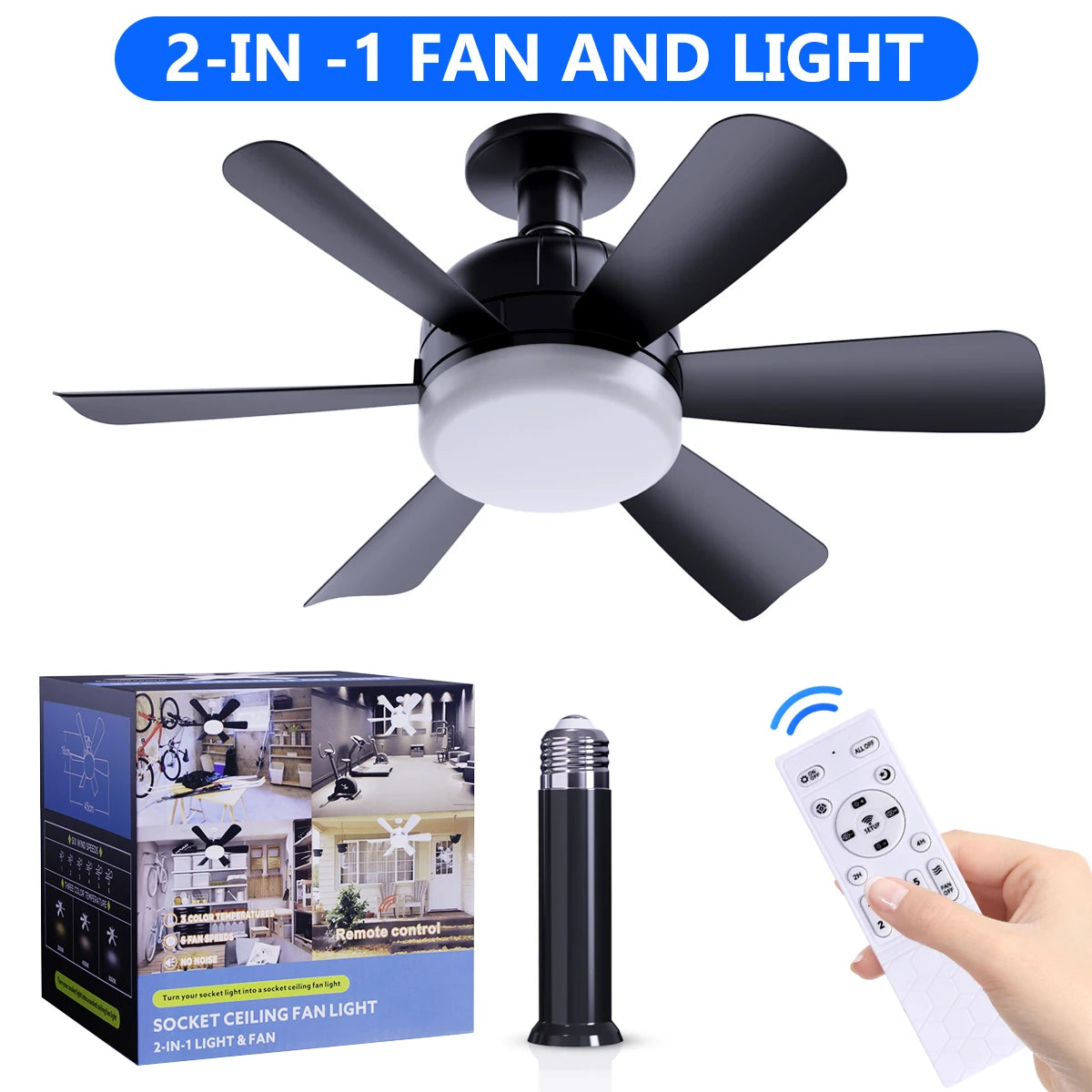 E26 Socket LED Ceiling Fan Light - Dimmable w/ Remote