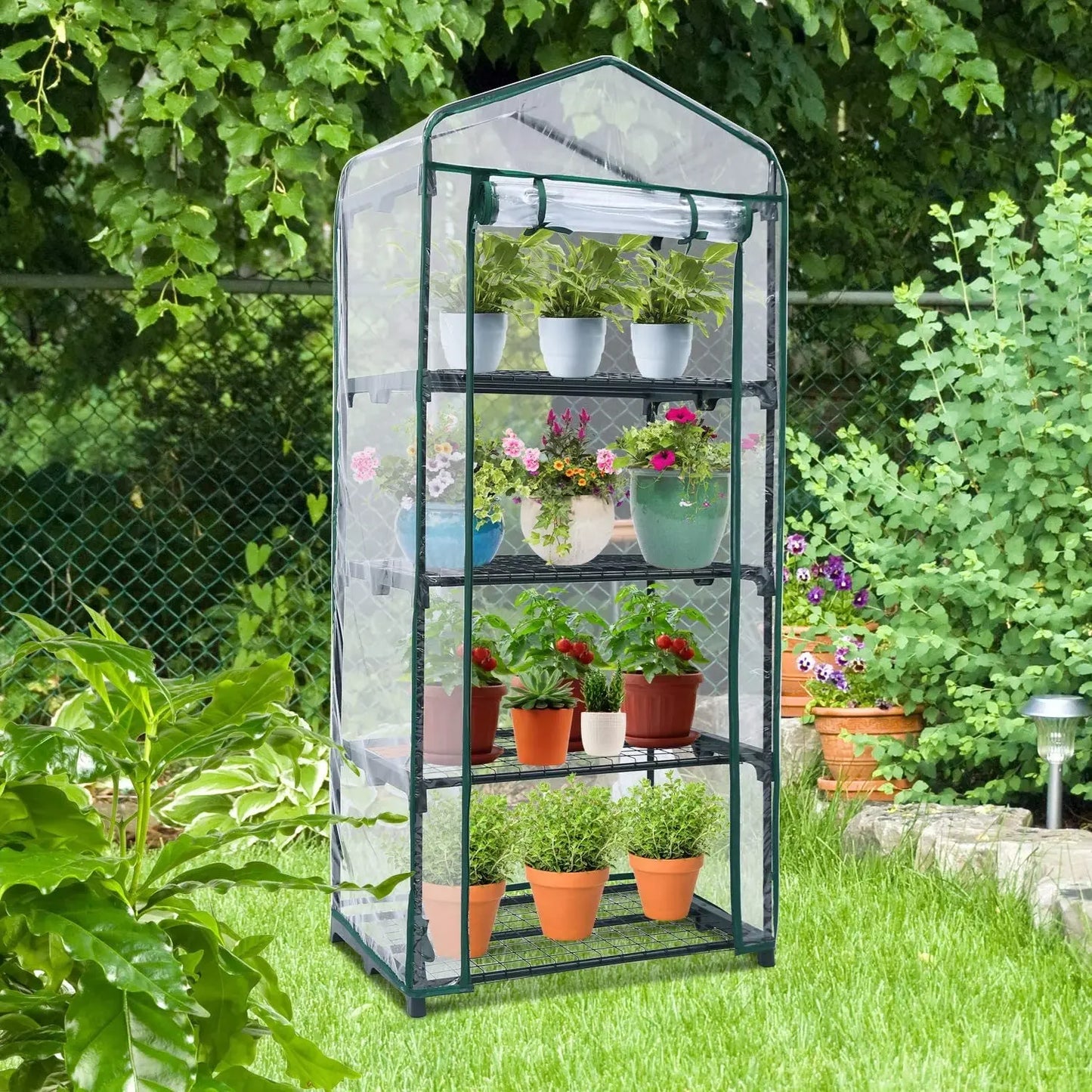 Garden Warmer Cover PVC Flower and Plant Insulated Warming Shed Greenhouse Warming Sunroom Insulated Rainproof Trellis