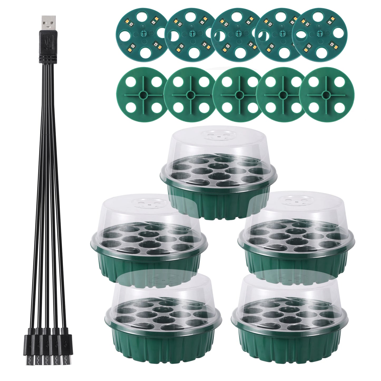 5 Sets Plastic Nursery Pot 13 Holes Seed Grow Planter Box Greenhouse Seeding Garden Seed Pot Tray plant Seedling Tray With Lids