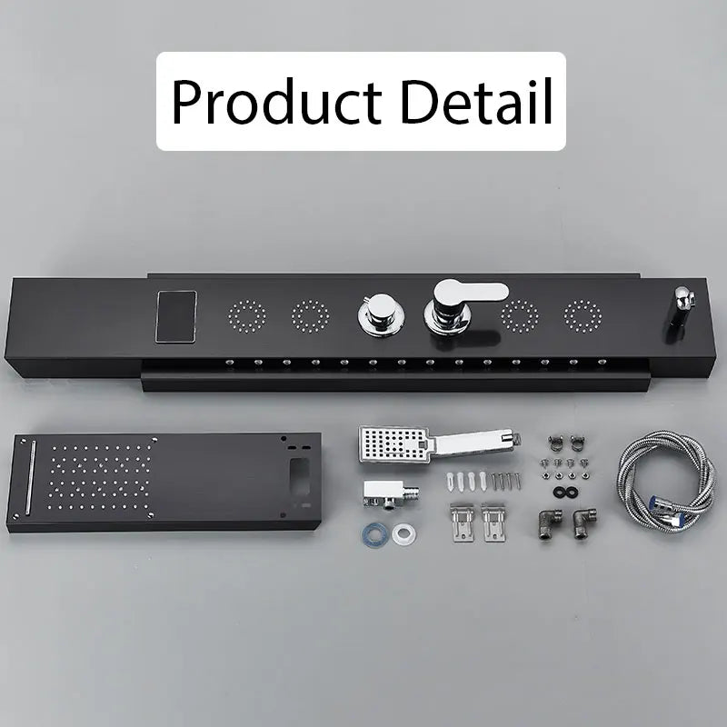 ULGKSD Full Faucet Set System LED Bathroom Showers Panel Hot&Cold Shower Column Rainfall And Waterfall Faucet Bathroom Mixer Tap