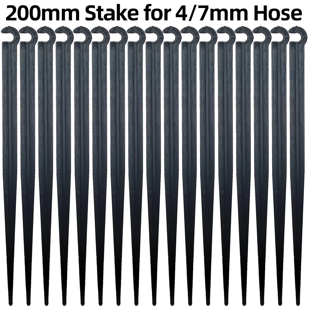 WUJIE 50-1000PCS Garden 1/4" Stake Fixed Stems Holder Support 11cm 20cm for Drip Irrigation 4/7mm Hose Pipe Inserting Ground