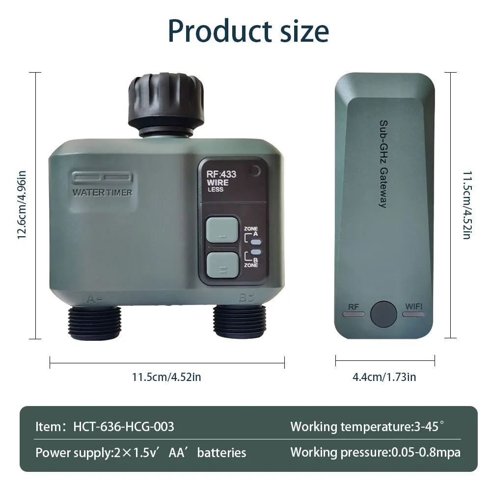 2025New WIFI+RF433mhz Garden Watering Timer Smart Sprinkler Drip Irrigation System Built-in Water Flow Recorder Controller TUYA