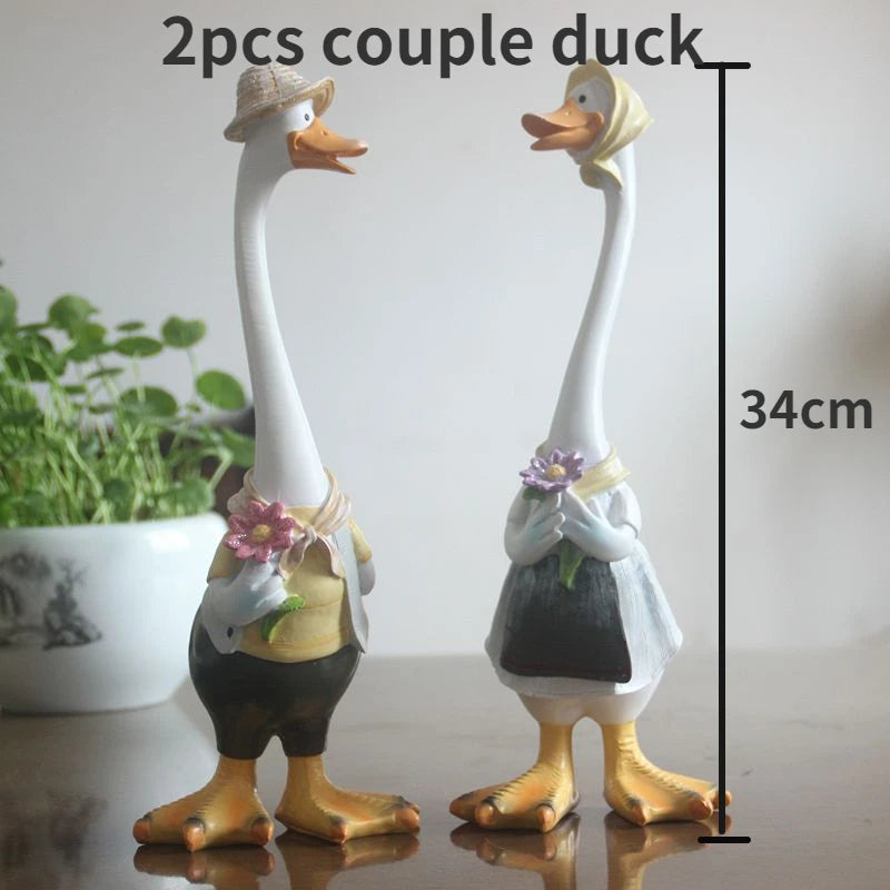 DIY Handmade Idyllic Simulation Resin Duck Animal Home Garden Courtyard Decoration Balcony Patio Decoration Garden Decor Statues