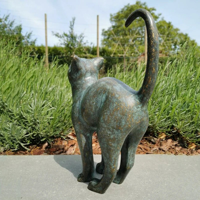 Cat Statue Butterfly Cat Statue Grease Bronze Lawn Porch Pet Garden Outdoor Decoration Courtyard, Yard, Lawn And Landscape Decor