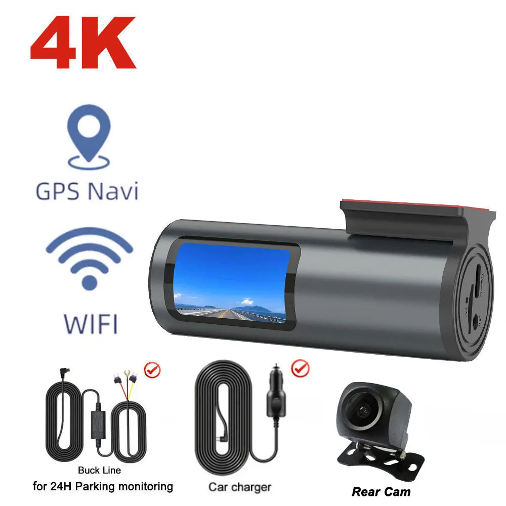 Dash Cam 4K WiFi GPS Dash Camera for Cars Mini Front Car DVR 24H Parki