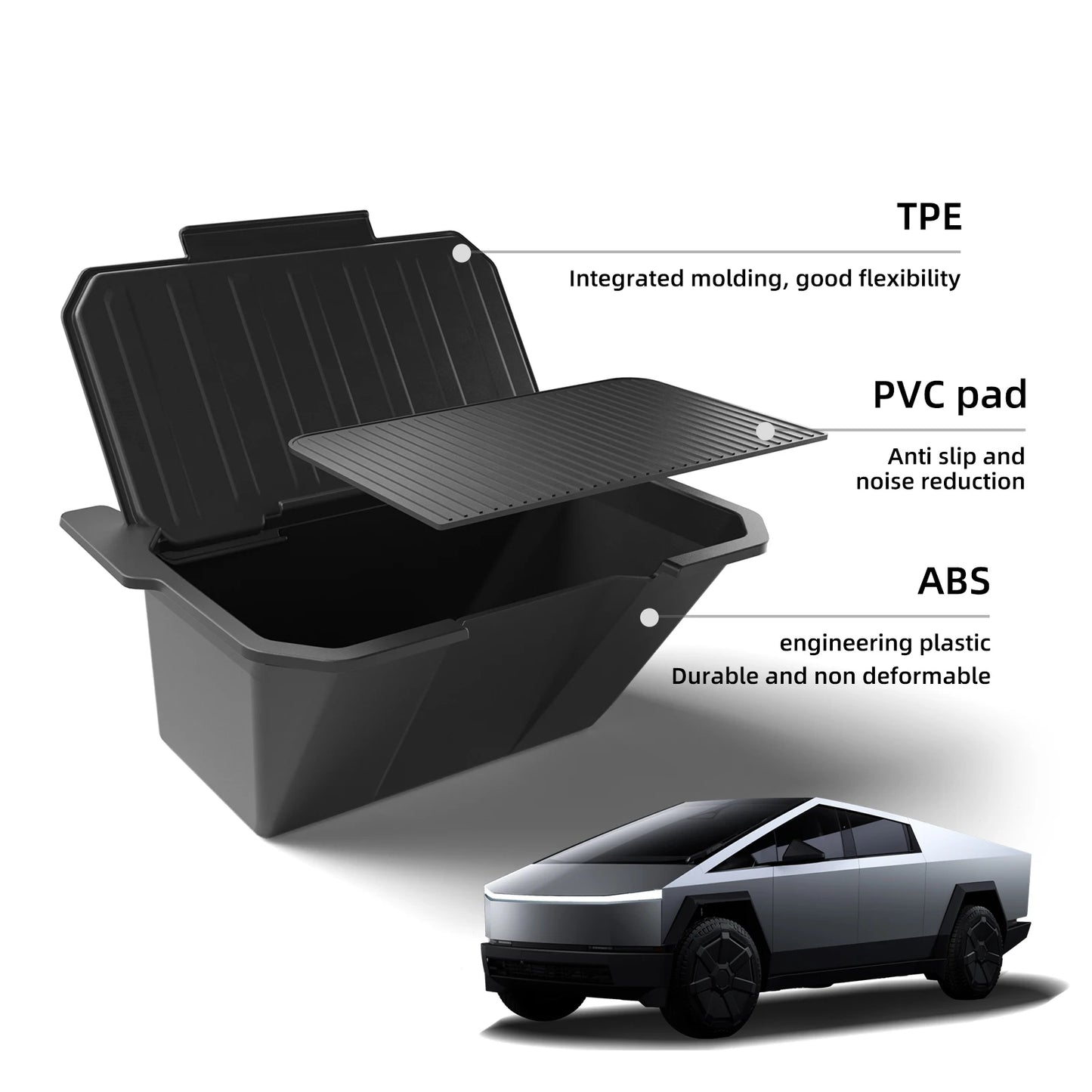 For Tesla Cybertruck Rear Seat Storage Box Under Air Vent Storage Case Trash Can Organizer Car Interior Accessories 2024 1pc