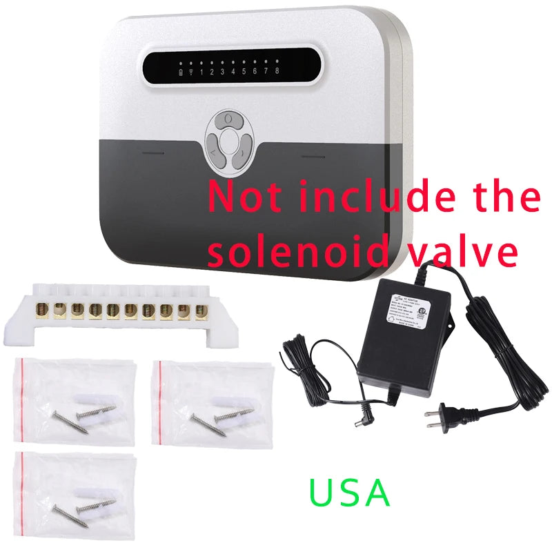 8 Station WiFi Indoor Smart  Sprinkler Controller and solenoid valve Irrigation System Remote Control by Phone Works with Alexa