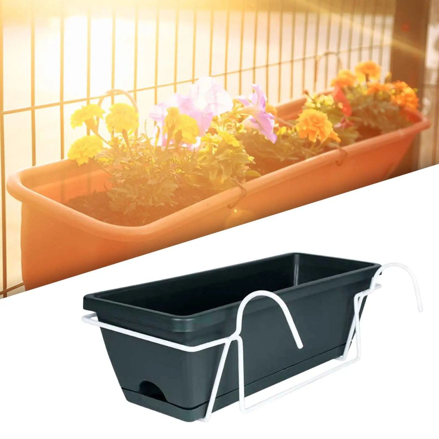 Hanging Flower Pot Garden Plant Holder Box Plant Pot Railing Balcony Planter for Yard Flowerpot Deck Porch Hanger Entrance Decor