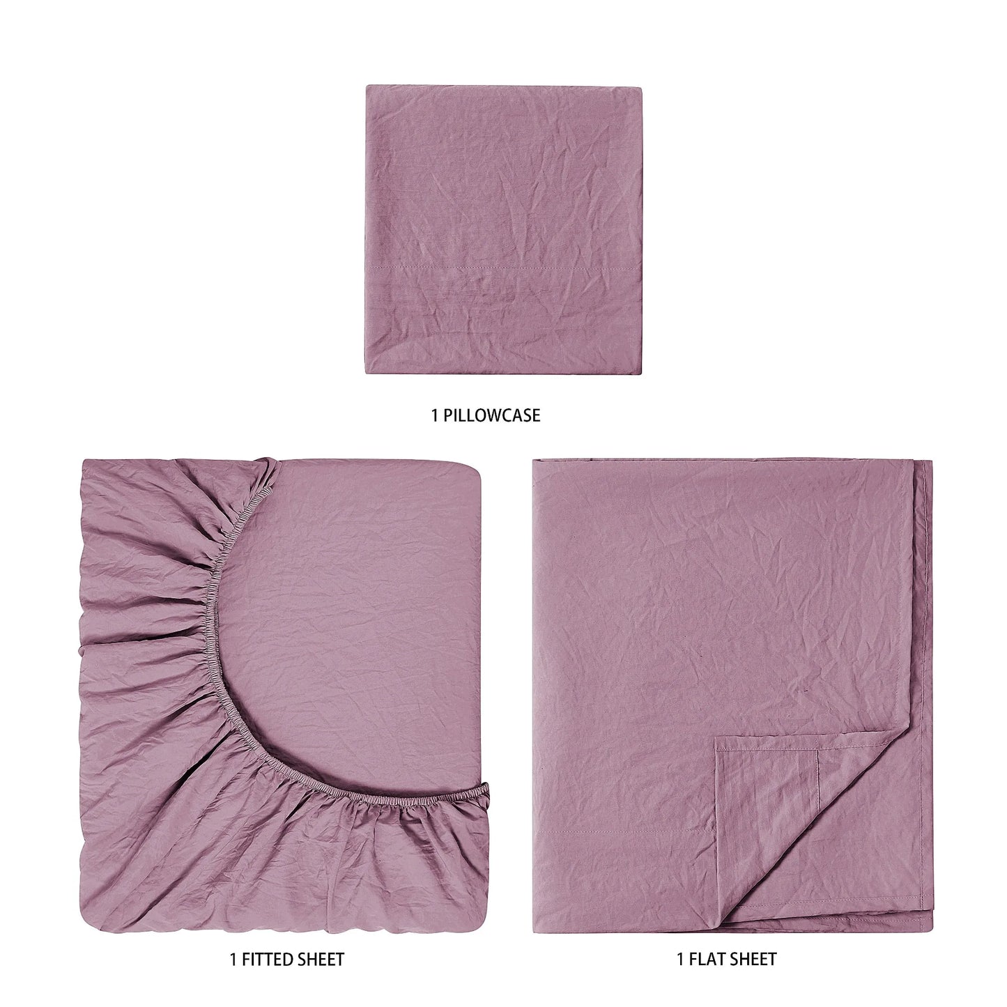 Washed Ultra Soft Microfiber Bed Sheet Set, Twin-XL, Lilac Bloom, 3 Piece