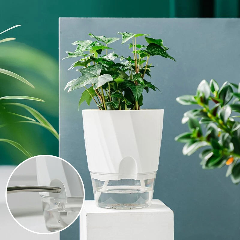 Lazy Self Watering Planter Pots Double Layer Hydroponic Flower Pot Succulent Potted Planters Bonsai Pot Home Office Garden Decor