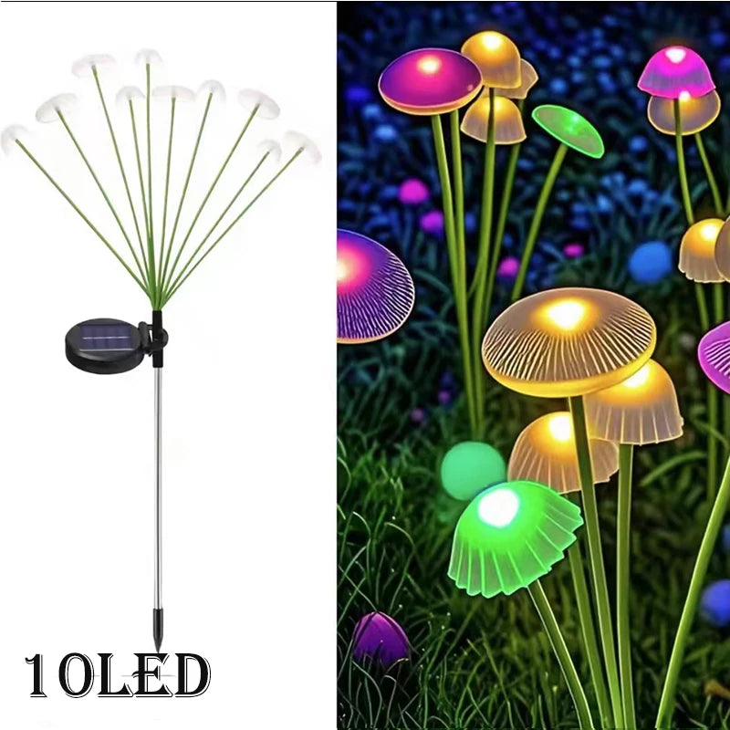 Solar Garden Light, Mushroom Lights Outdoor, IP65 Waterproof Firefly Swaying Lamp, Jellyfish Outdoor Decor for Garden