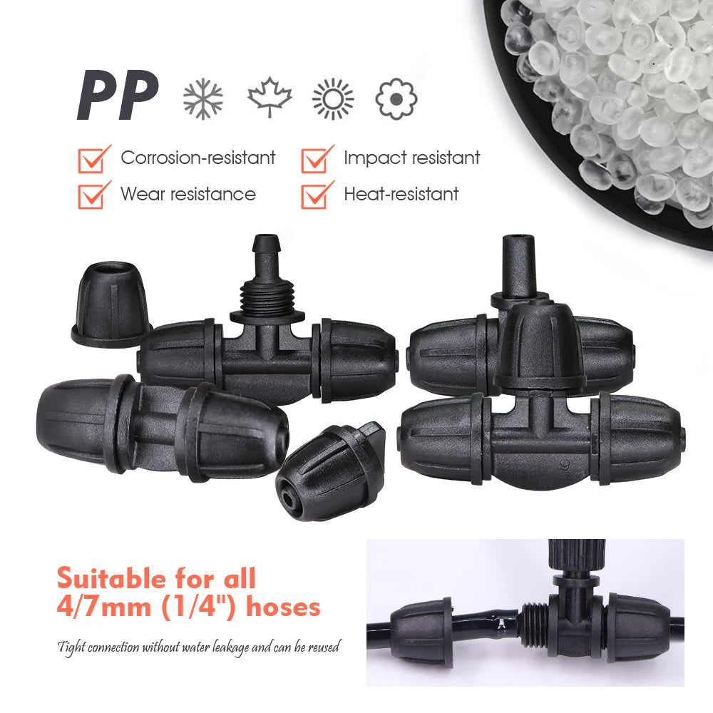 10-25M Garden Adjustable Brass Nozzle Misting 1/4" Watering System 60W Self-Priming Pump Automatic Cool Irrigation Equipment