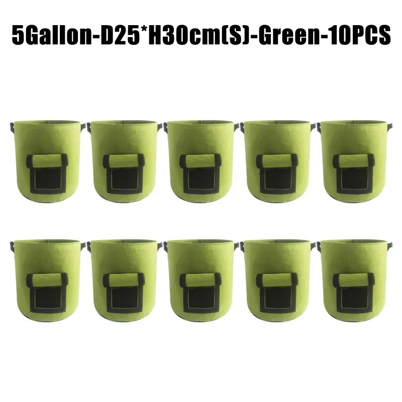 5/10Gallon Felt Plant Grow Bags Nonwoven Fabric Garden Potato Pot Greenhouse Vegetable Growing Bags Moisturizing Vertical Tools