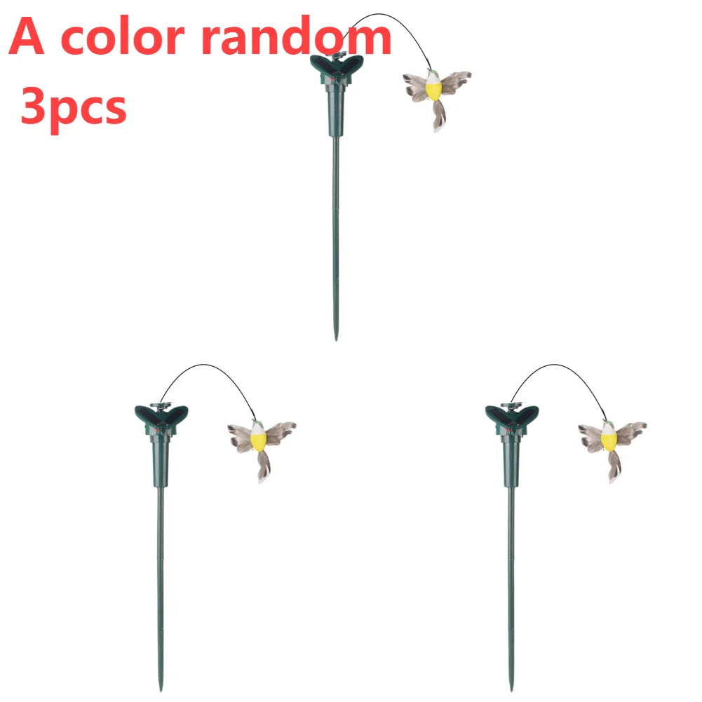 1-3PCS Solar Powered Flying Wobble Butterfly Ornament Durable Garden Dancing Fluttering Butterfly Humming Bird Stake Lawn Decor