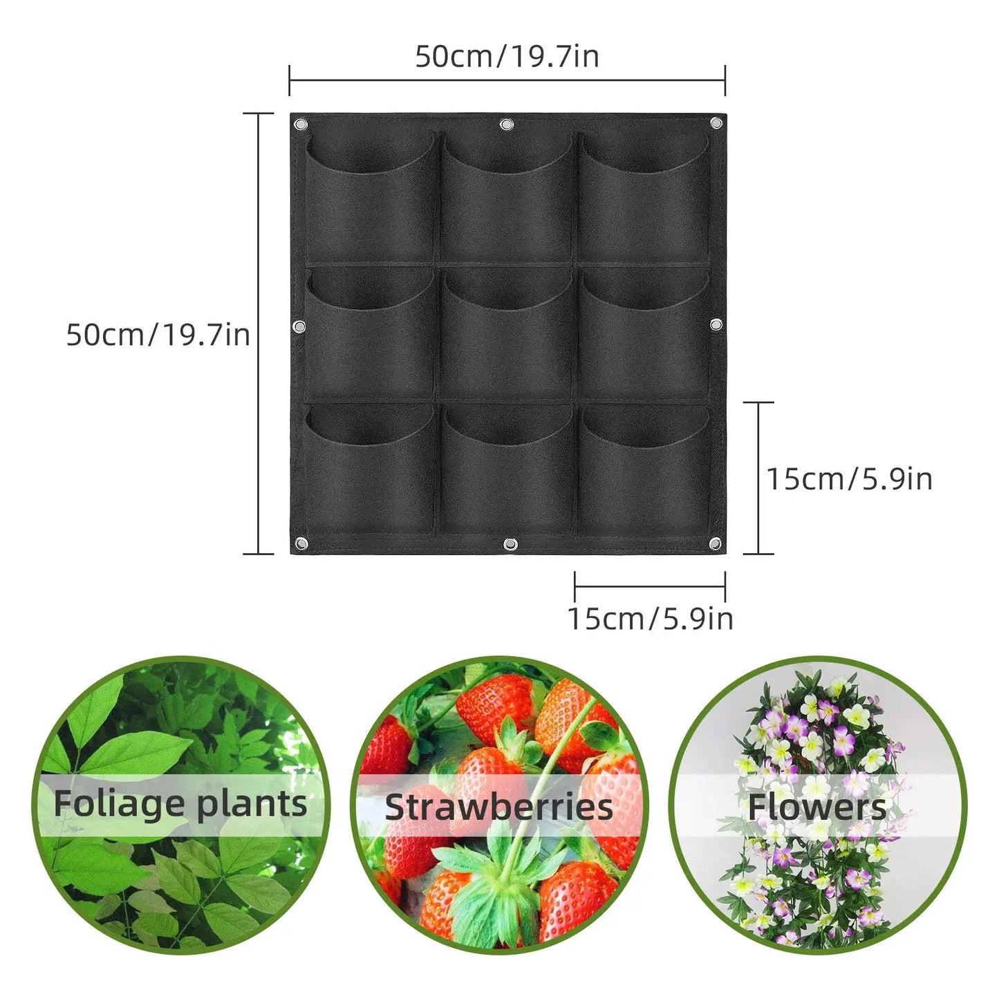 49 Pockets Hanging Planter Bags, Hanging Vertical Wall Mounted Plant Planting Grow Bags, Herb Garden Planter Outdoor Indoor Grow