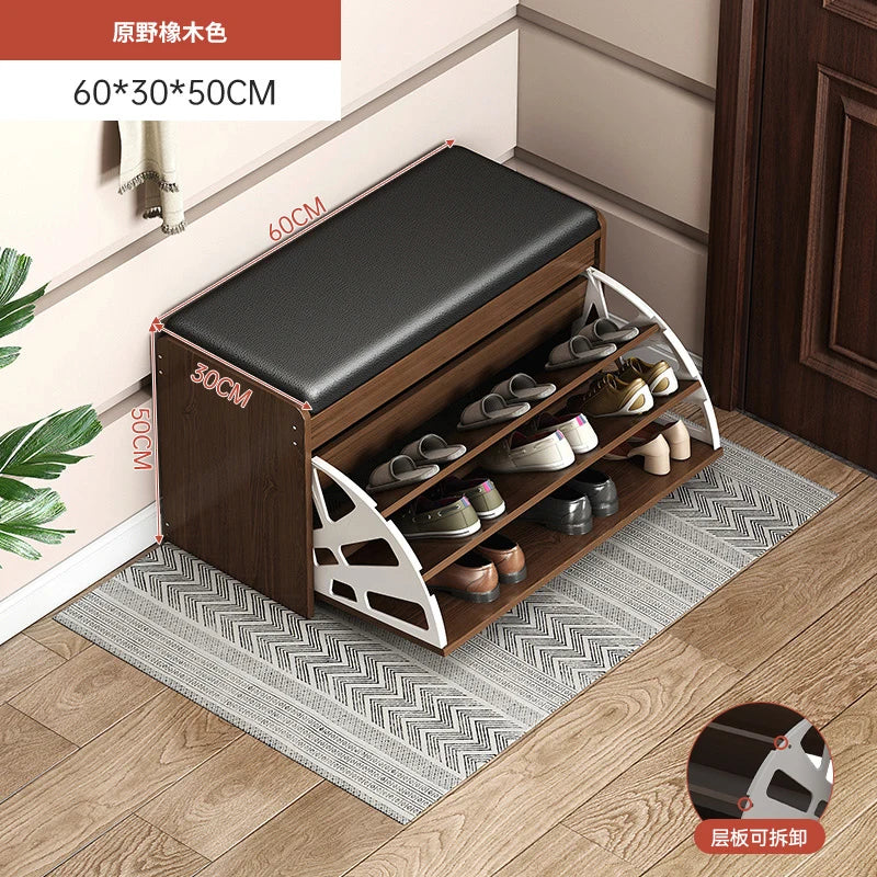 Shoe Change Stool at the Entrance to the Door, Household Seated Shoe Cabinet Seat, Integrated Shoe Rack, Soft