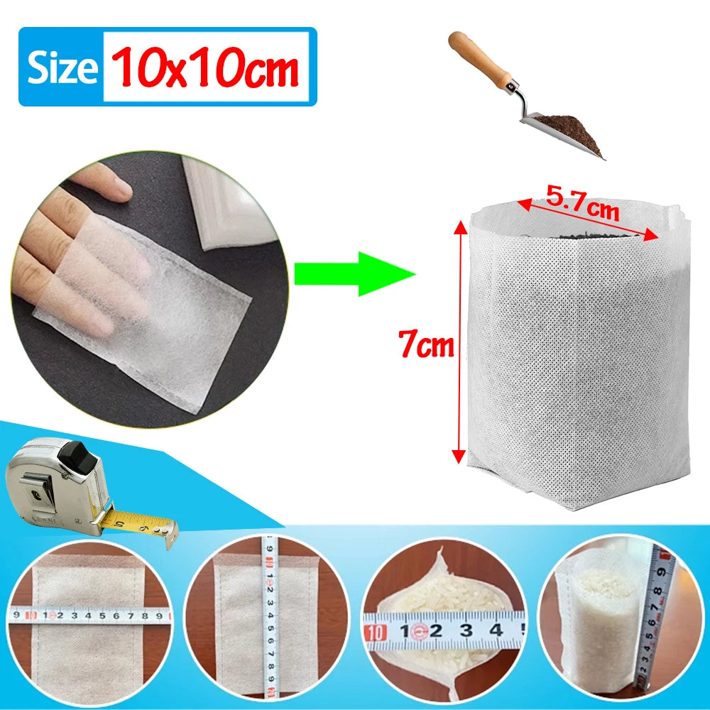 100-200Pcs Nursery Bags Plant Grow Bags Biodegradable Non-woven Fabric Seeds To Sow Flower Pot For Home Garden Accessories Tools