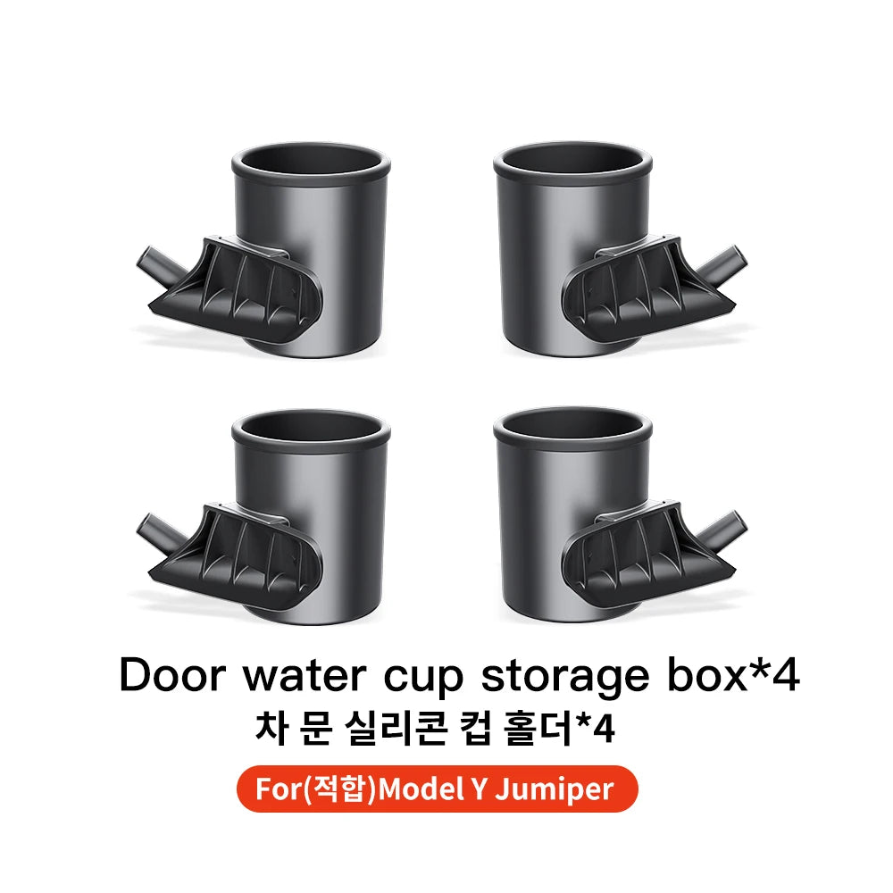 YZ For Tesla Model 3 Y Highland Juniper 2025 4 Pcs/Set Car Door Cup Holder Special Door Cup Storage Box Rack Car Accessories