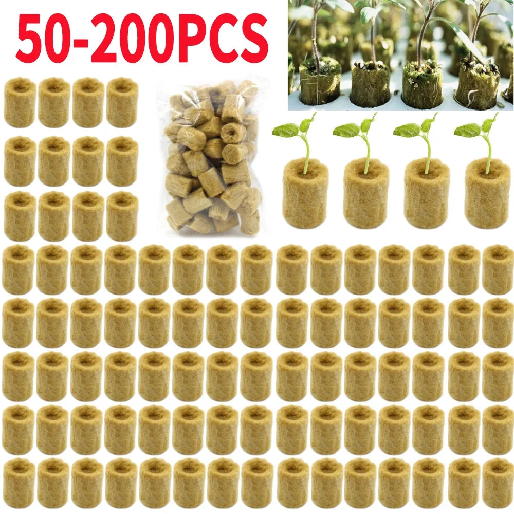 50-200PCS Seedling Grow Media Plug Starter Cubes Rock Wool Plant Hydroponic Propagation Transplanting Seedling Soil Block