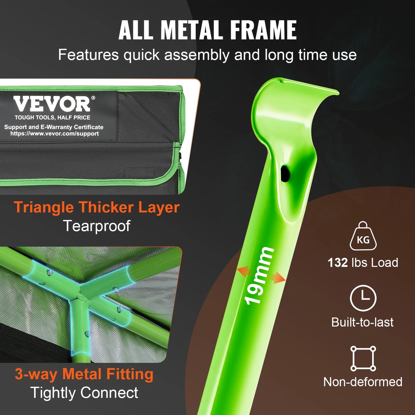 VEVOR 10x10 Grow Tent High Reflective 600D-2000D Mylar Hydroponic Growing Tent with Observation Window Tool Bag for Plants Grow