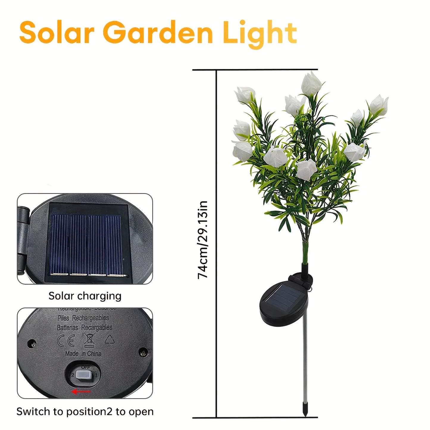 1/2/3/4pc 11-Flower Solar LED Gardenia Lights Outdoor Garden Decor Automatic Light Sensor for Patio Lawn Yard Solar Garden Light