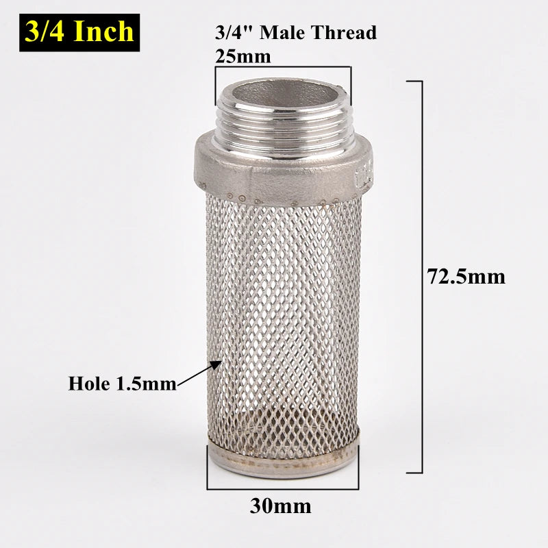 304 Stainless Steel Male Thread Mesh Cover Aquarium Fish Tank Water Pump Inlet Filter Screen Garden Irrigation Pump Hose Filters