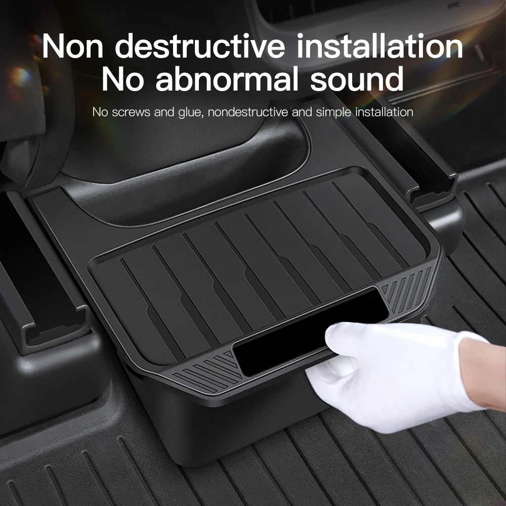 YZ For Tesla Model Y Juniper 2021-2025 Rear Seat Storage Box Under Air Vent Storage Case Trash Can Organizer Car Accessories