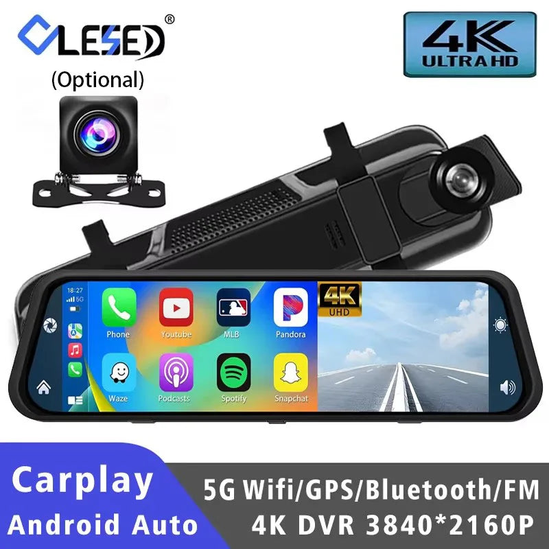 10" Dash Cam 4K 3840*2160P Car Dvr Carplay Android Auto GPS 5G WIFI A