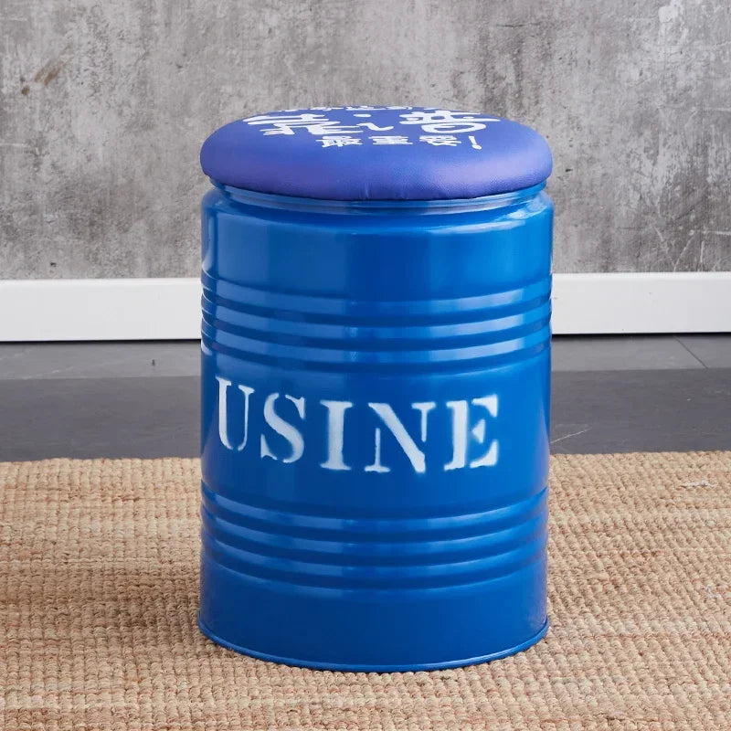 Paint Bucket Stool, Iron Art, Creative Storage Seat, Commercial Retro Low Stool, Bars, Shopping Malls Oil
