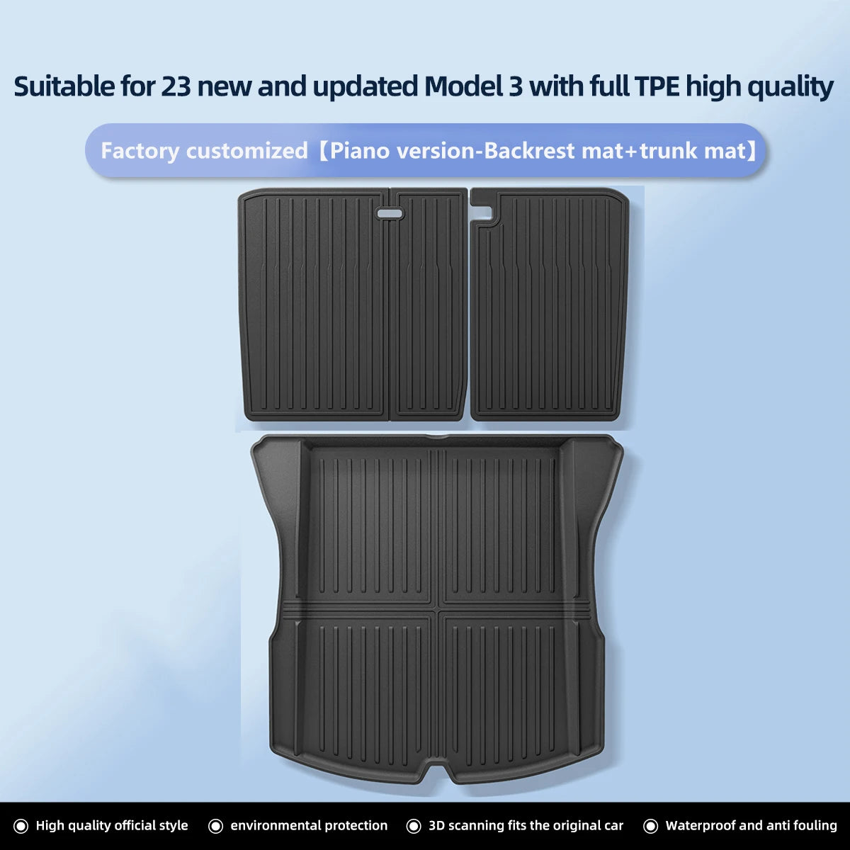 For Tesla Model 3 Highland Floor Mats 2024 Car Accessories TPE Waterproof Foot Pad Front Rear Trunk Mat Rear Seat Backrest Pad