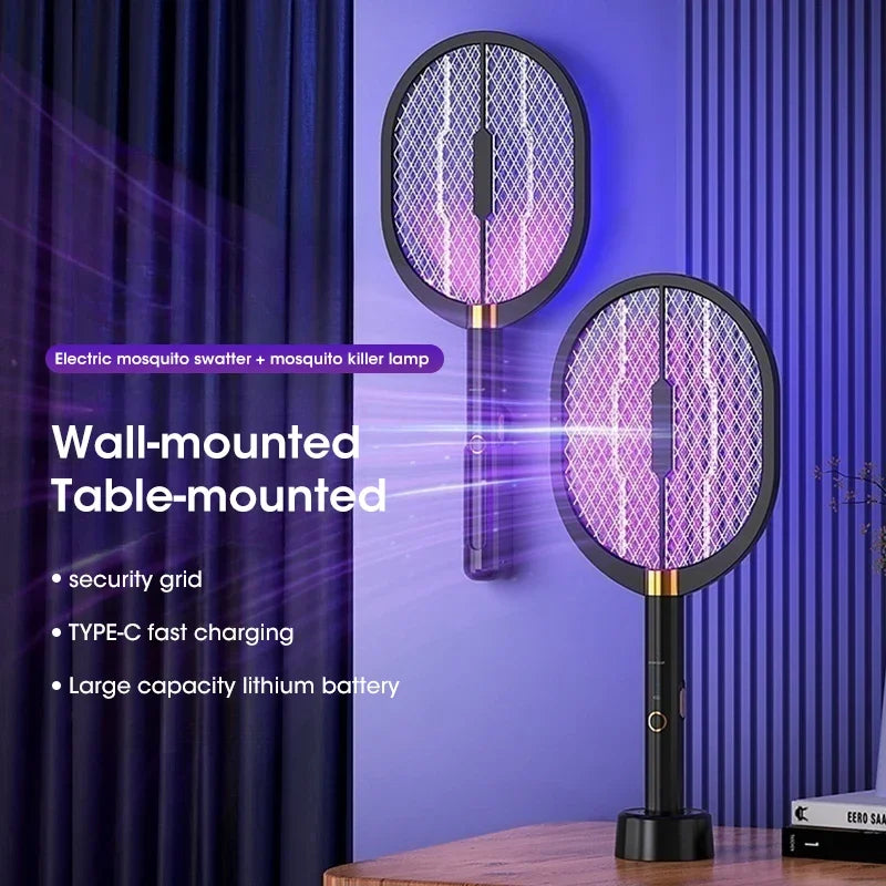 Electric Mosquito Swatter Usb Rechargeable With Purple Light Trap Insect Exterminator Anti-mosquito Device for Household Bedroom