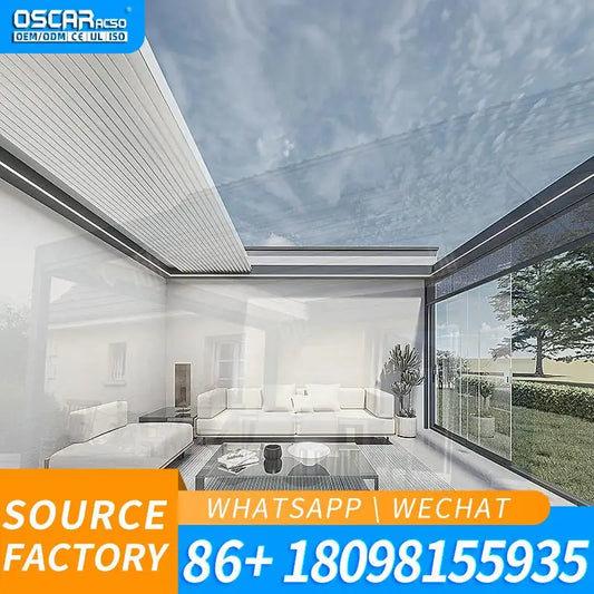 Motorized Opening Roof Waterproof Aluminum Carport Bioclimatic Garden Pergola with Automatic Function and Weather Resistant Desi