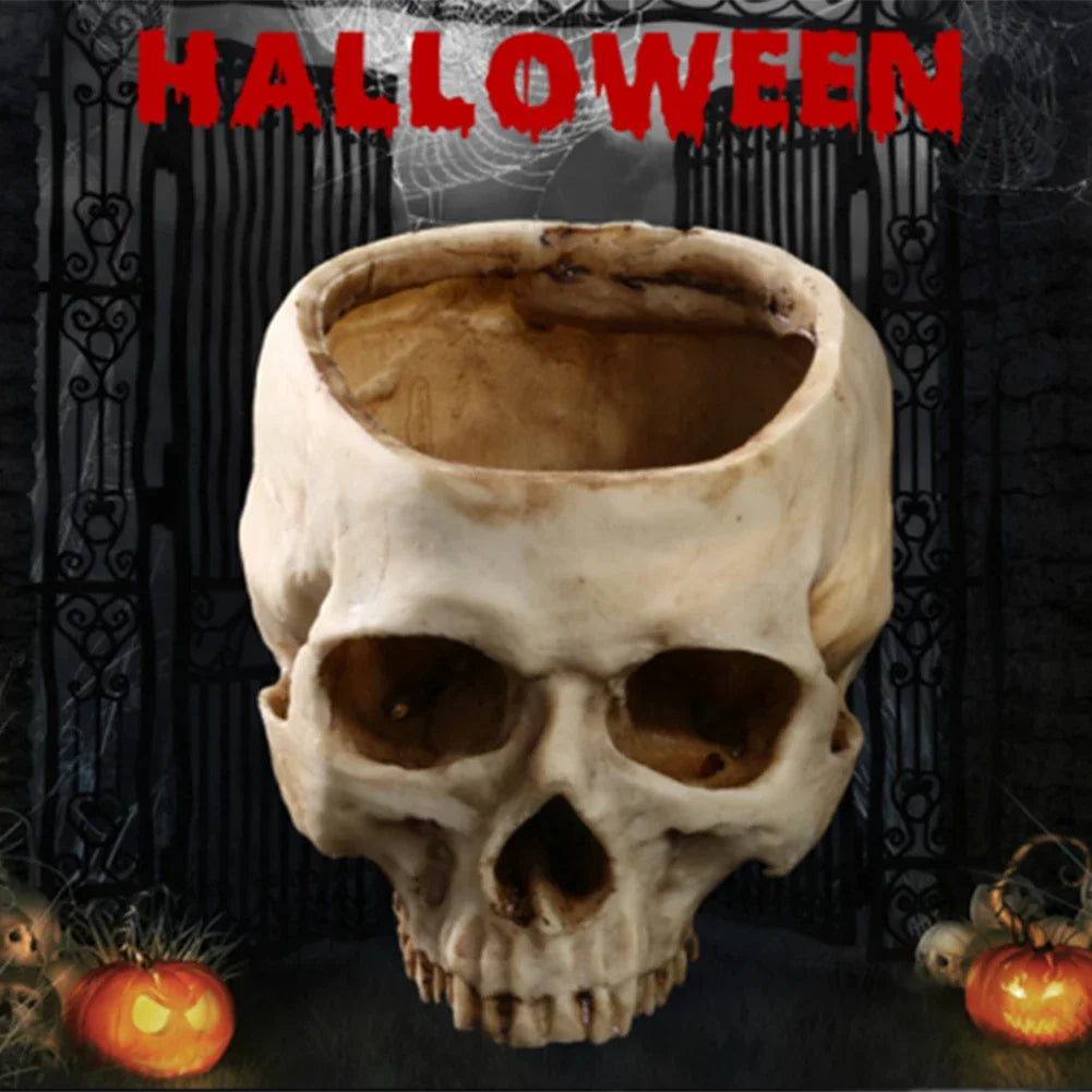 Resin Human Skull Model Flower Pot Shining Fancy Multifunctional Fruit Plate Storage Container Tank Container Home Decor Crafts
