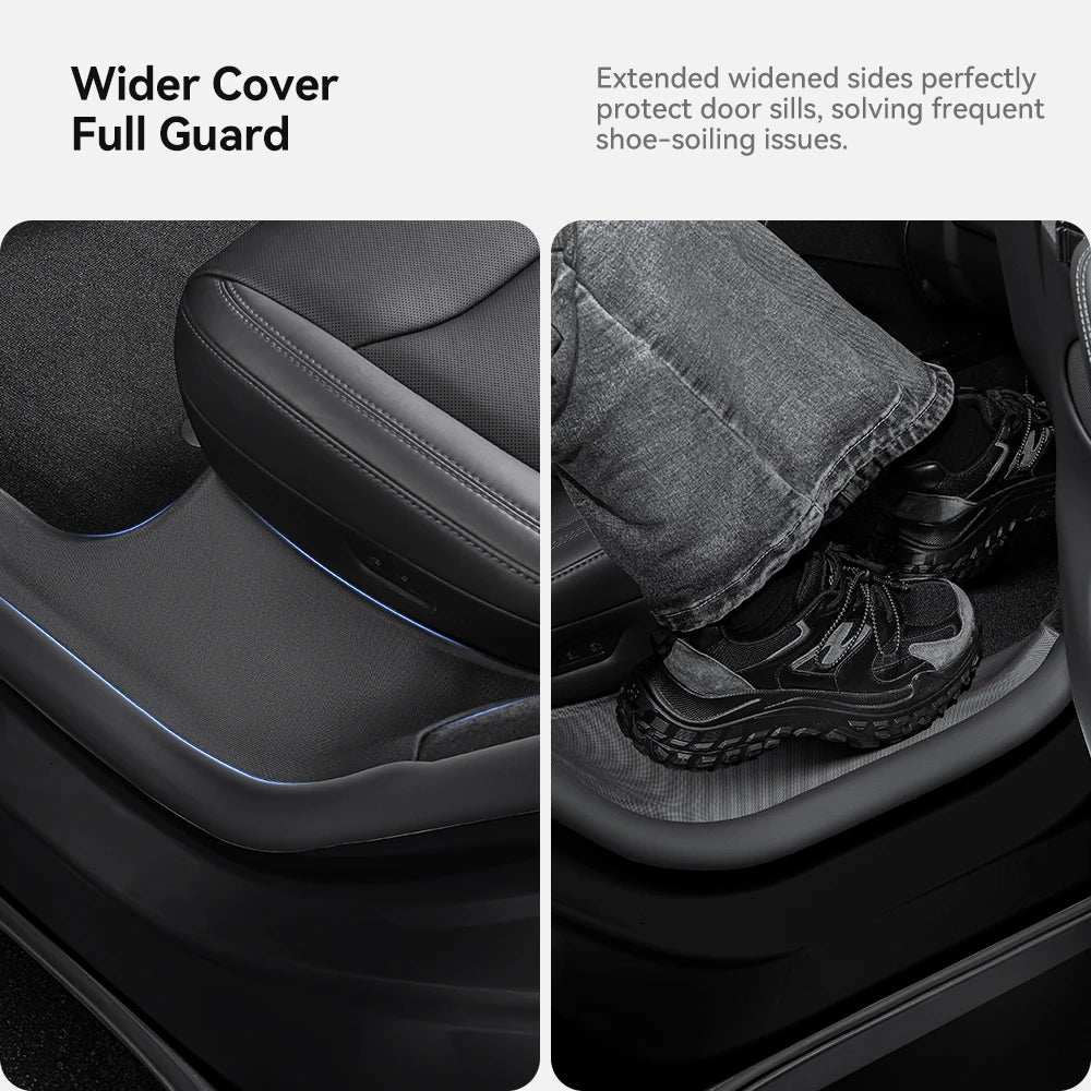 YZ for Tesla Model Y Juniper 2025 Floor Mats with Door Sill Protection Strips All-weather Floor Liner Cargo Mat Trunk Backrest