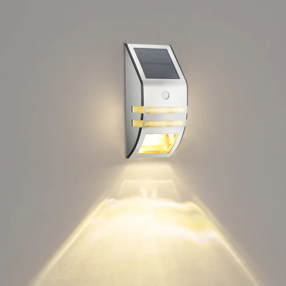 Motion Sensor LED Solar Light Outdoor Waterproof Garden Light Solar Powered Sconces Stair Fence Exterior Wall Lamps Porch Light