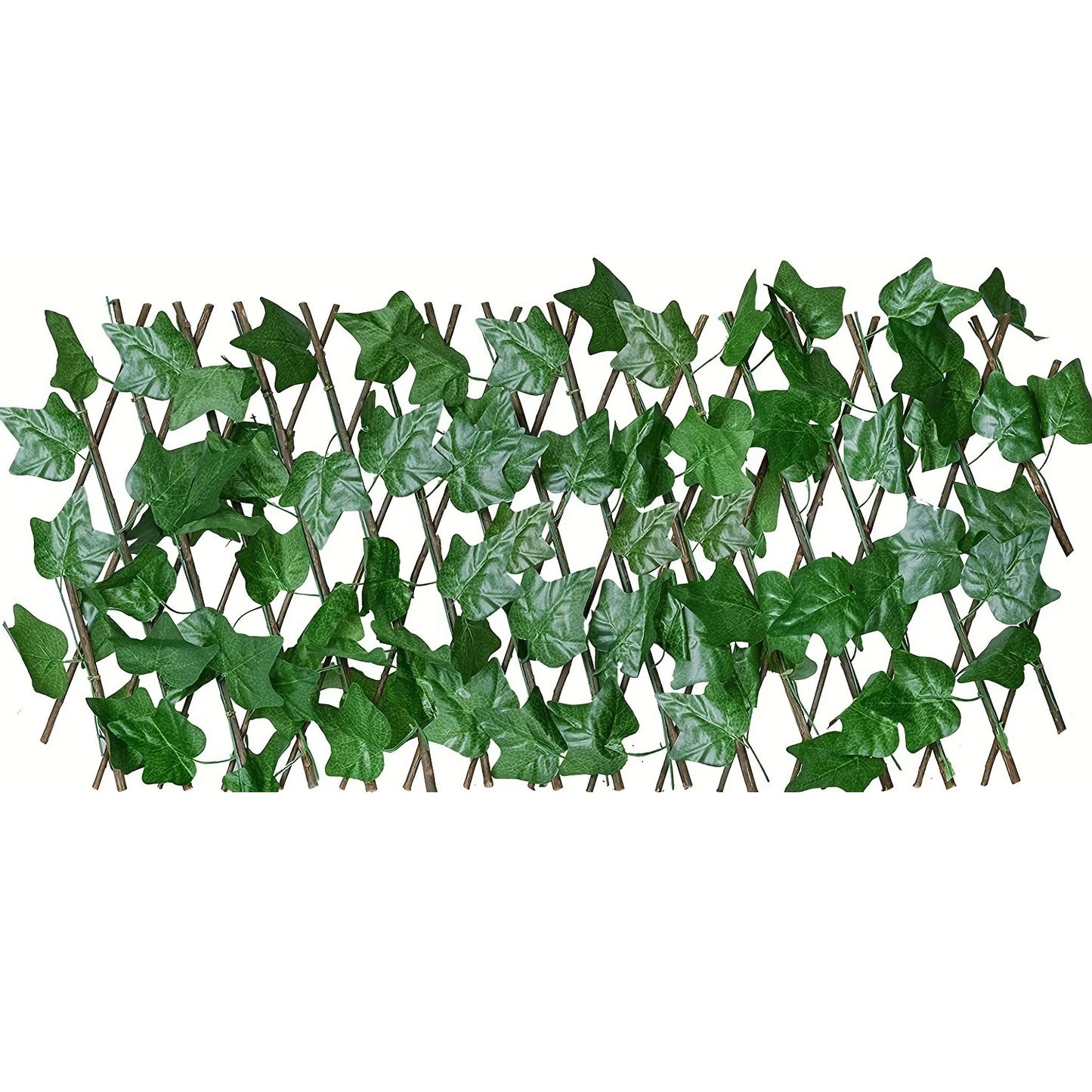 Simulation Fence Telescopic Fence Fake Flowers Green Leaves Artificial Faux Ivy Leaves Wooden Fence for Garden Decor Buildings