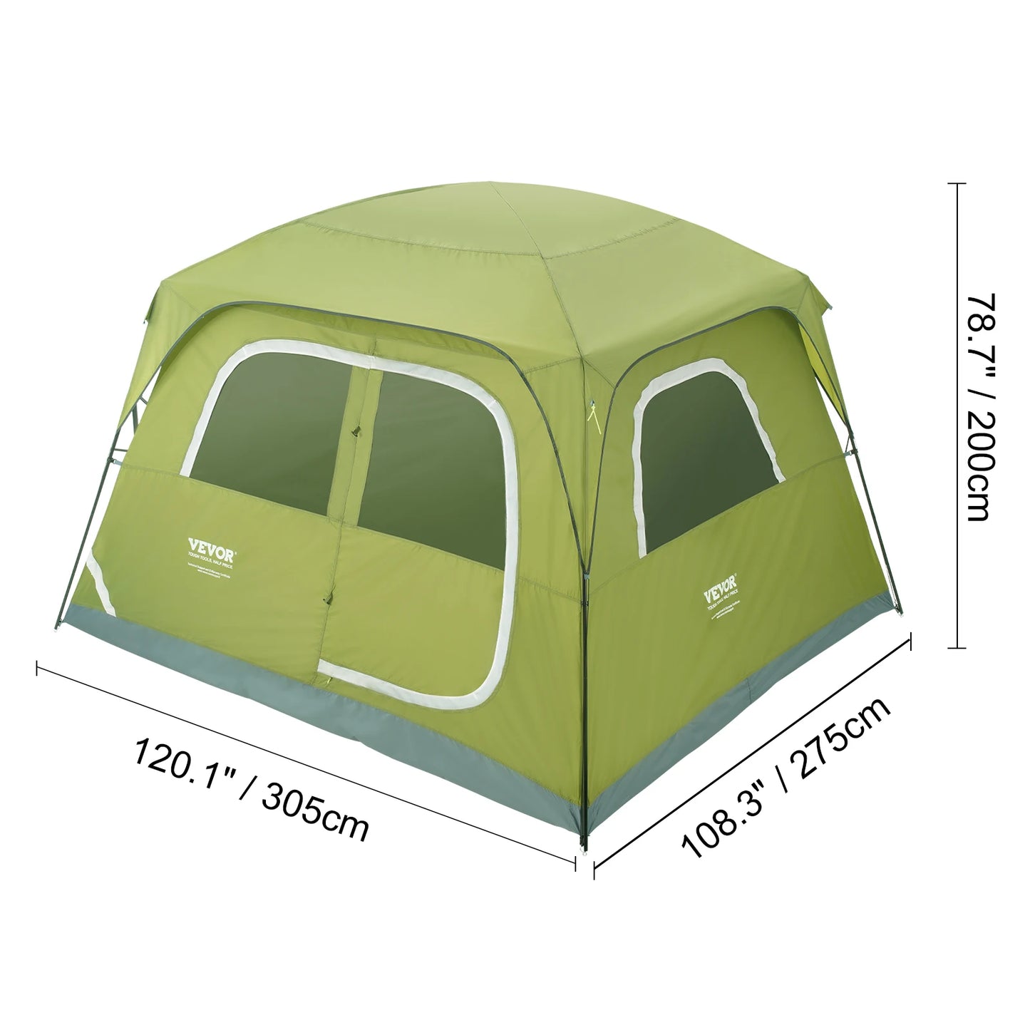 VEVOR 6 Person Outdoor Profession Fabric Tent Rainfly Waterproof Camping Tent Family Outdoor Instant Setup Tent with Carring Bag