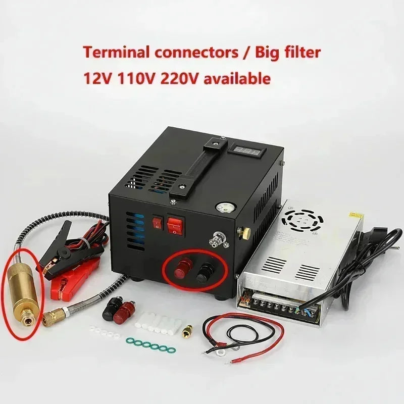 300bar 4500Psi 30Mpa 12V 110V 220V Refilling Air Compressor For Hunting Diving Air PCP Pump Car Pump Compressor Motorcycle Tyre