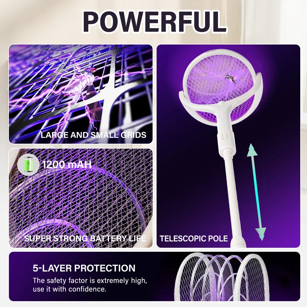 3500V 5in1 Mosquito Killer Lamp Multicunctional Angle Adjustable Bug Zapper Electric USB Rechargeable Mosquito Fly Bat Swatter