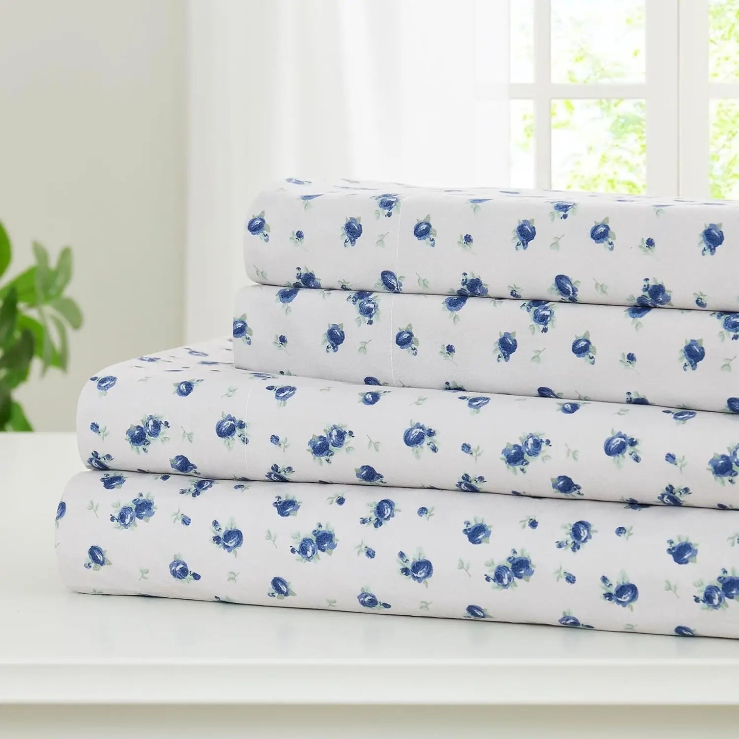 4-Piece Bedding Sheets & Pillowcase Set, Printed Extra Soft Deep Pocket Up To 16 Inch Mattress Forever Roses, Bedding Set