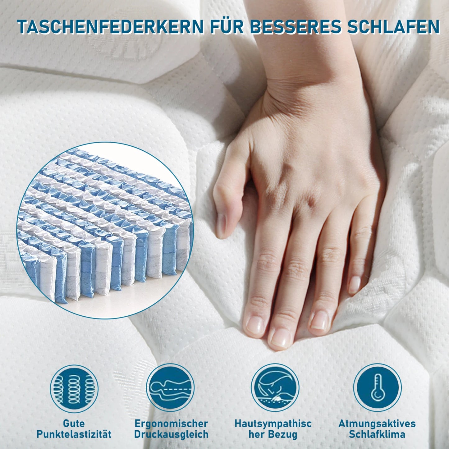 Spring Core Mattresses 90x200×25cm ,7-Zone Cold Foam Mattress,100%Oeko-Tex Certified, Quilted Microfiber Cover Topping,H3