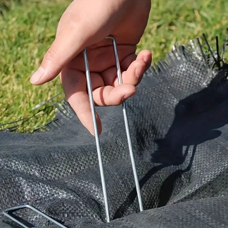 100/10pcs U-shaped Garden Stakes Heavy-duty Galvanized Steel Fence Tubing Staples Landscape Spikes for Lawns Barrier Ground Nail