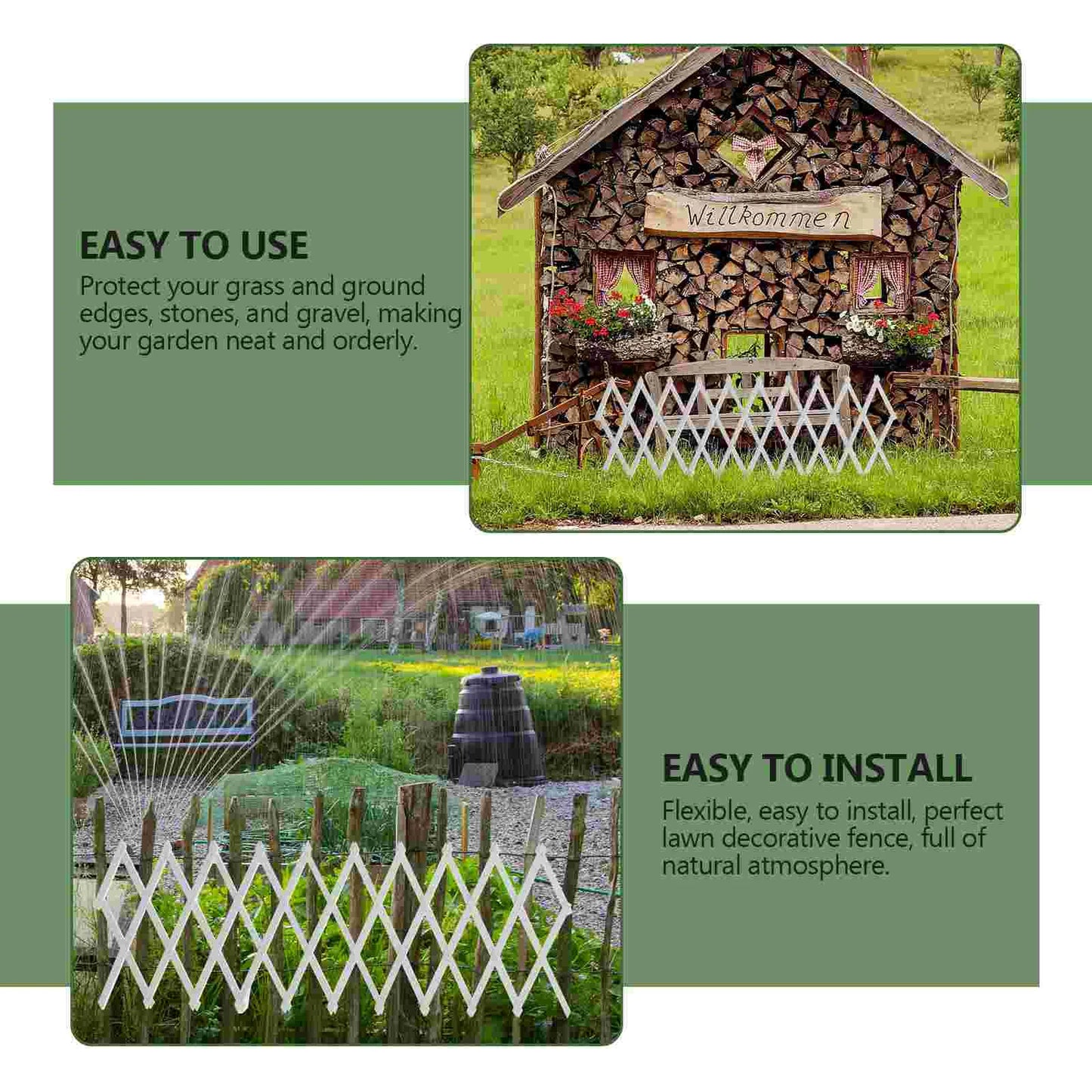 1pc Premium Natural Wood Anti Corrosion Expandable Garden Fence Decorative Wooden Yard Border Plant Climbing Support