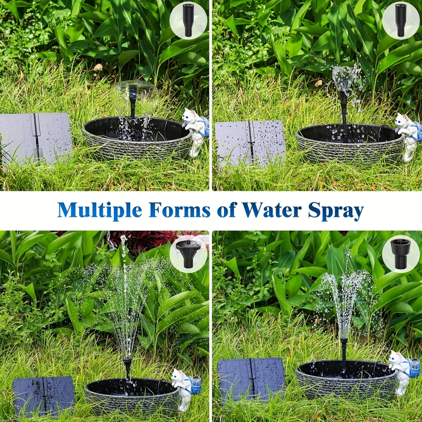 20W Solar Water Pump Kit, Solar Powered Water Fountain Pump with 6 Nozzles, Water Feature Outdoor Fountain for Bird Bath