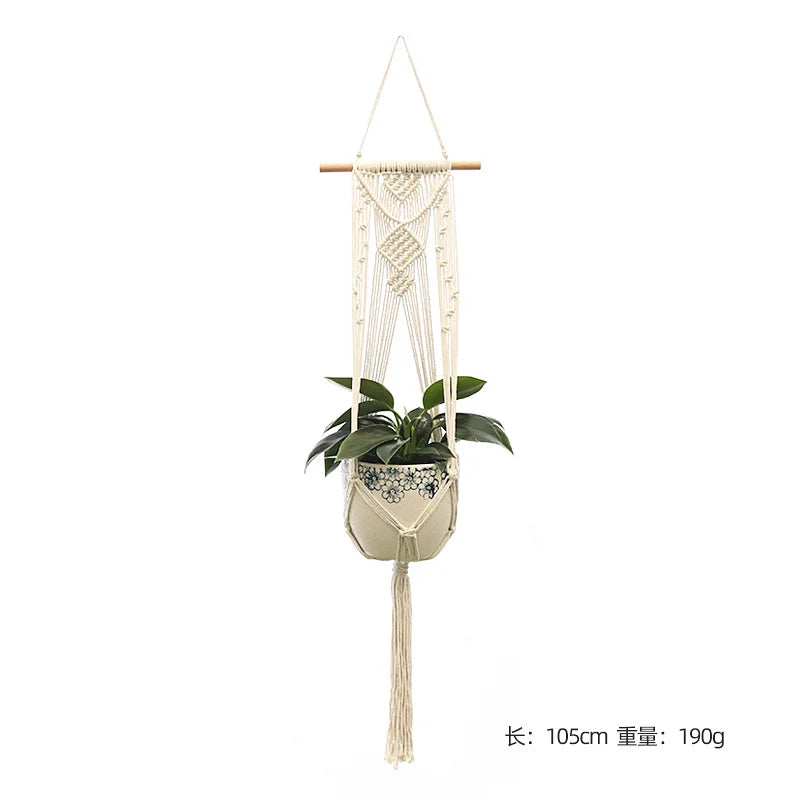 Hanging Plant Handmade Macrame Plant Hanger Flower Pot Planter Hanger Wall Decor Courtyard Garden Hanging Planter Hanging Basket