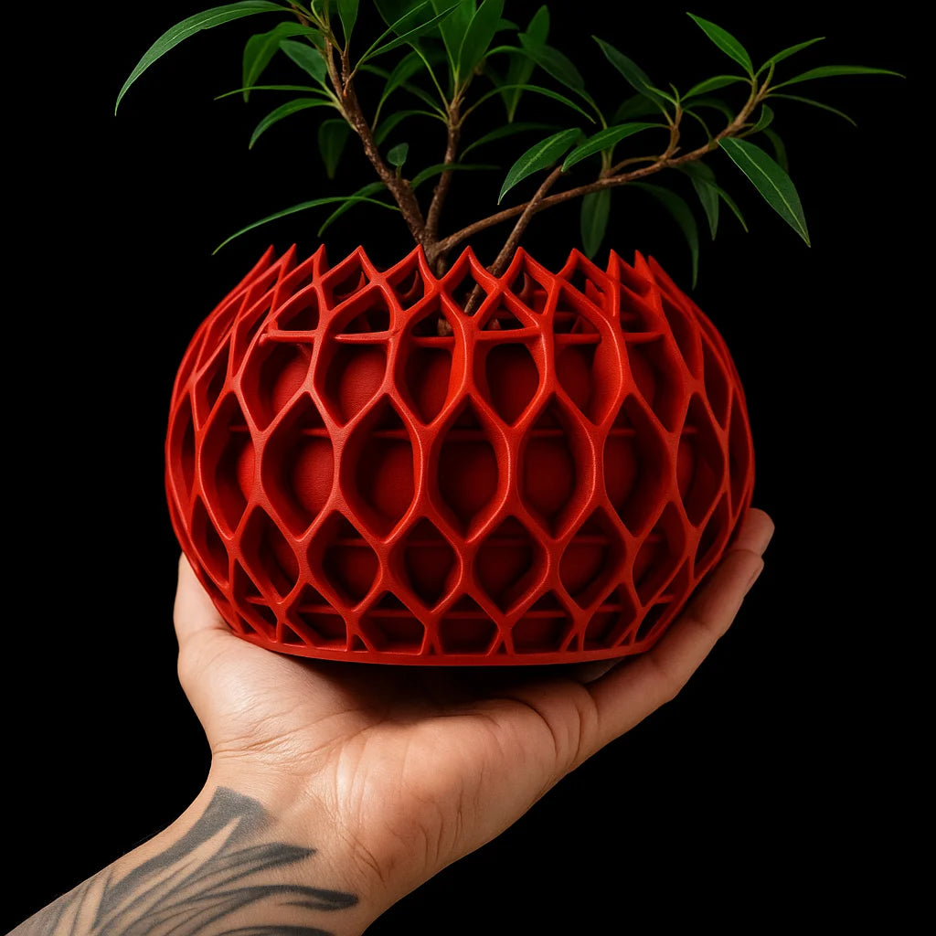 Modern Minimalist 3D Printed Plant Pot – Biodegradable Flower Planter for Home Decor, Eco-Friendly Sustainable Gift (Invader)