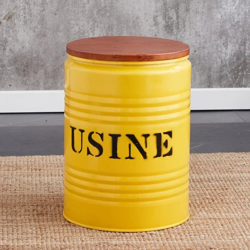 Paint Bucket Stool, Iron Art, Creative Storage Seat, Commercial Retro Low Stool, Bars, Shopping Malls Oil
