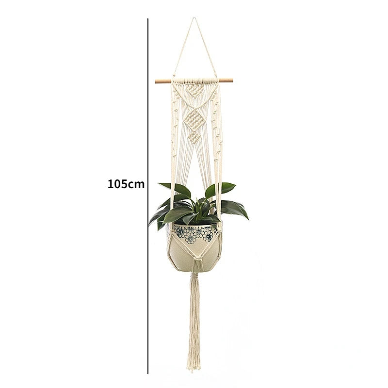 Handmade Macrame Plant Hanger Basket Flower Pot Balcony Hanging Decoration Knotted Lifting Rope Bohemian Style Home Garden Decor