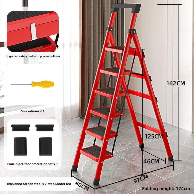 Home ladder stool folding zigzag ladder anti slip pedal ladder indoor