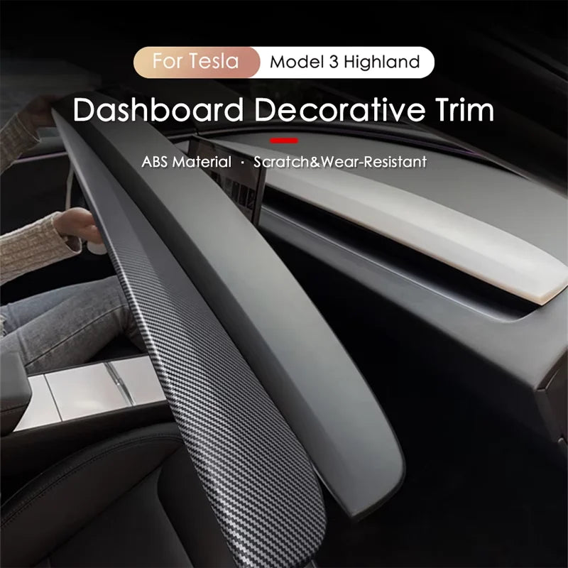 For Tesla Model 3 Highland 2025 2024 Dashboard Cover ABS Carbon Fiber Air Outlet Panel Cover Trim Sticker Interior Accessories